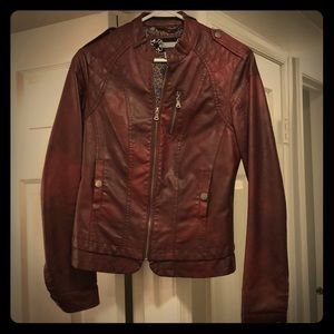 Berry/Red Leather Jacket